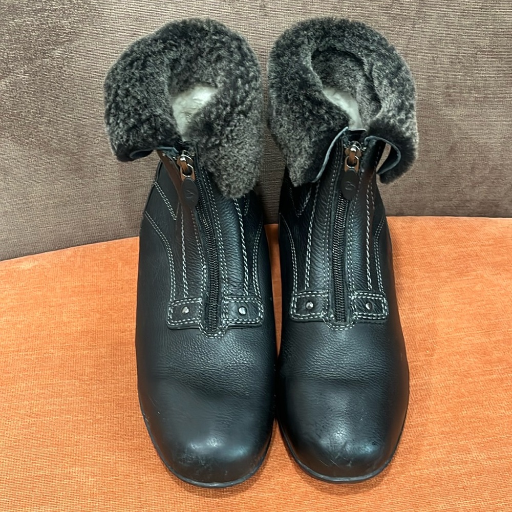 Blondo Sport Black Leather Winter Boots with real shearling Zipper 11 US